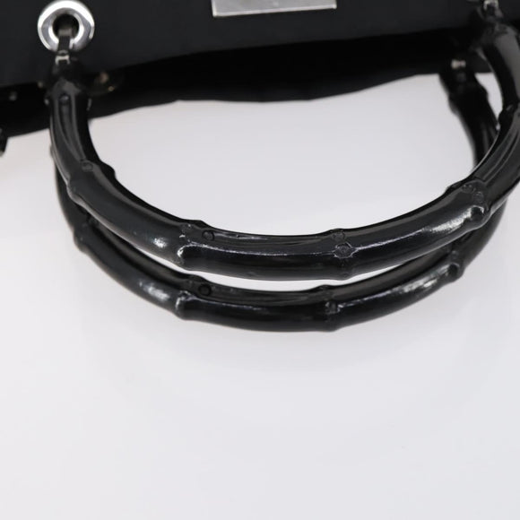 GUCCI GG Canvas Bamboo Tote Bag Nylon 2way Black Silver 002 1016 Auth BA8455