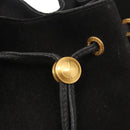 GUCCI Shoulder Bag Suede Leather Black Gold Auth BA8456-14