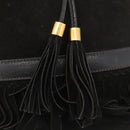 GUCCI Shoulder Bag Suede Leather Black Gold Auth BA8456-15