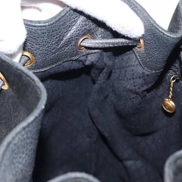 GUCCI Shoulder Bag Suede Leather Black Gold Auth BA8456