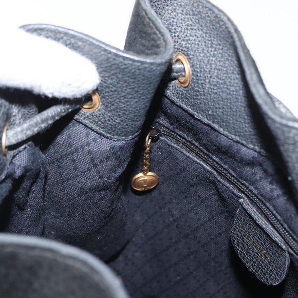 GUCCI Shoulder Bag Suede Leather Black Gold Auth BA8456