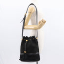 GUCCI Shoulder Bag Suede Leather Black Gold Auth BA8456-23