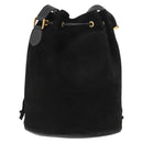 GUCCI Shoulder Bag Suede Leather Black Gold Auth BA8456-3