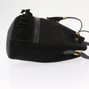 GUCCI Shoulder Bag Suede Leather Black Gold Auth BA8456-3