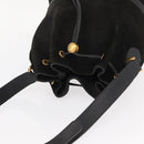 GUCCI Shoulder Bag Suede Leather Black Gold Auth BA8456-6