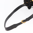 GUCCI Shoulder Bag Suede Leather Black Gold Auth BA8456-7