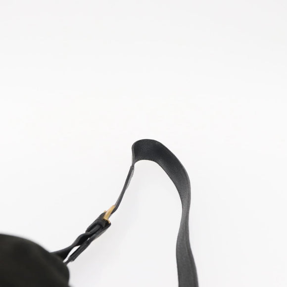 GUCCI Shoulder Bag Suede Leather Black Gold Auth BA8456