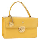 Gianni Versace Sunburst Hand Bag Leather Yellow Gold Auth BA8459-1