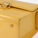 Gianni Versace Sunburst Hand Bag Leather Yellow Gold Auth BA8459-11