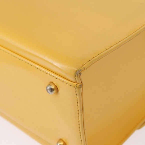 Gianni Versace Sunburst Hand Bag Leather Yellow Gold Auth BA8459