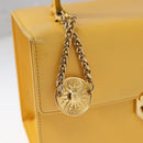 Gianni Versace Sunburst Hand Bag Leather Yellow Gold Auth BA8459-14