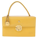 Gianni Versace Sunburst Hand Bag Leather Yellow Gold Auth BA8459-2