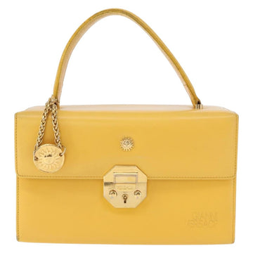 Gianni Versace Sunburst Hand Bag Leather Yellow Gold Auth BA8459 - 0