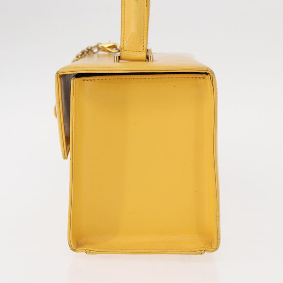 Gianni Versace Sunburst Hand Bag Leather Yellow Gold Auth BA8459