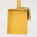 Gianni Versace Sunburst Hand Bag Leather Yellow Gold Auth BA8459-5