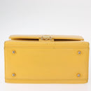 Gianni Versace Sunburst Hand Bag Leather Yellow Gold Auth BA8459-9