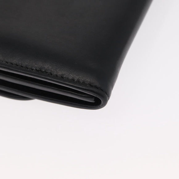 Salvatore Ferragamo Gancini Long Wallet Leather Black Gold Auth BA8462