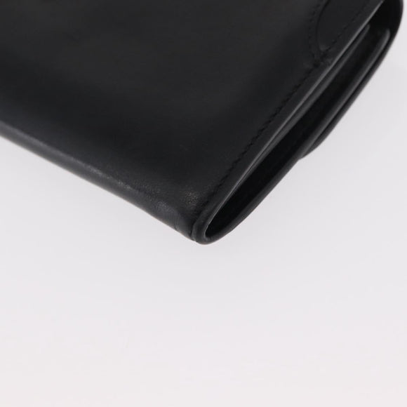 Salvatore Ferragamo Gancini Long Wallet Leather Black Gold Auth BA8462