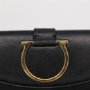 Salvatore Ferragamo Gancini Long Wallet Leather Black Gold Auth BA8462-12