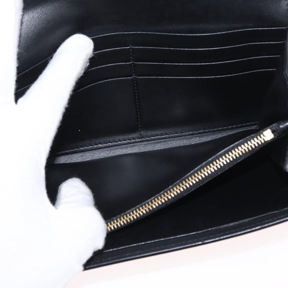 Salvatore Ferragamo Gancini Long Wallet Leather Black Gold Auth BA8462