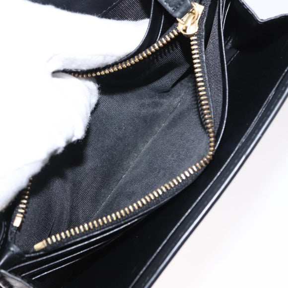 Salvatore Ferragamo Gancini Long Wallet Leather Black Gold Auth BA8462