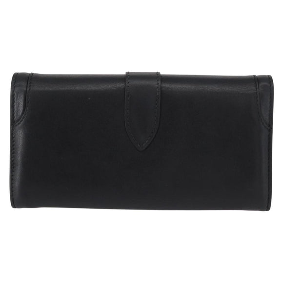 Salvatore Ferragamo Gancini Long Wallet Leather Black Gold Auth BA8462