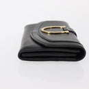 Salvatore Ferragamo Gancini Long Wallet Leather Black Gold Auth BA8462-4