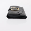 Salvatore Ferragamo Gancini Long Wallet Leather Black Gold Auth BA8462-5