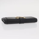 Salvatore Ferragamo Gancini Long Wallet Leather Black Gold Auth BA8462-6