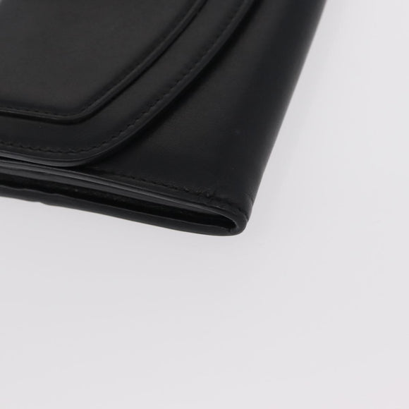 Salvatore Ferragamo Gancini Long Wallet Leather Black Gold Auth BA8462