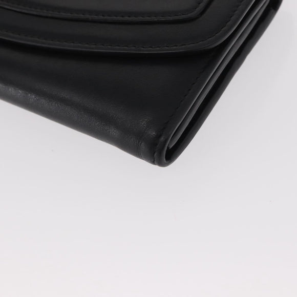 Salvatore Ferragamo Gancini Long Wallet Leather Black Gold Auth BA8462