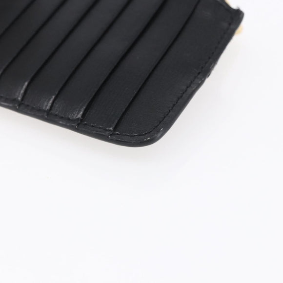 Salvatore Ferragamo Vala Card Case Leather Black Gold Auth BA8463