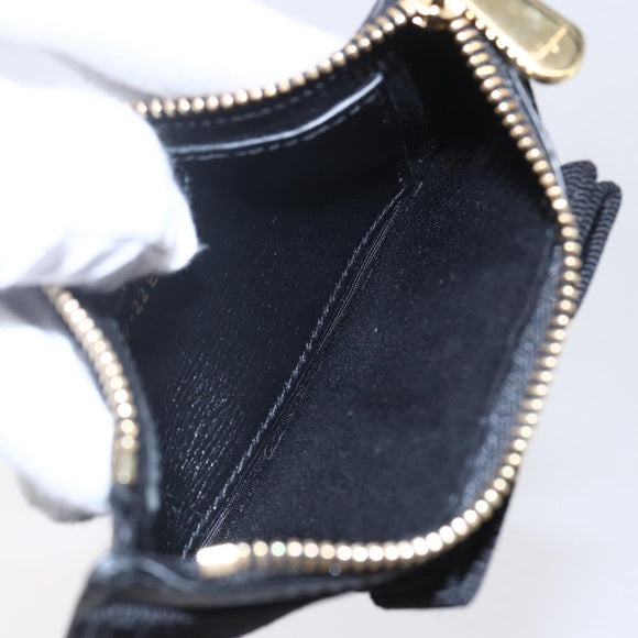 Salvatore Ferragamo Vala Card Case Leather Black Gold Auth BA8463