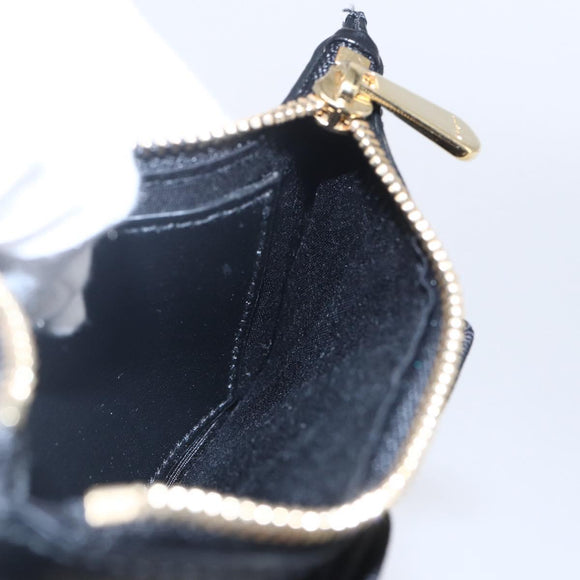 Salvatore Ferragamo Vala Card Case Leather Black Gold Auth BA8463