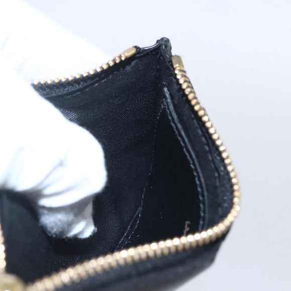 Salvatore Ferragamo Vala Card Case Leather Black Gold Auth BA8463