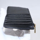 Salvatore Ferragamo Vala Card Case Leather Black Gold Auth BA8463-18