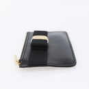 Salvatore Ferragamo Vala Card Case Leather Black Gold Auth BA8463-4