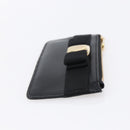 Salvatore Ferragamo Vala Card Case Leather Black Gold Auth BA8463-5