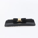 Salvatore Ferragamo Vala Card Case Leather Black Gold Auth BA8463-7