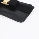 Salvatore Ferragamo Vala Card Case Leather Black Gold Auth BA8463-8