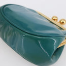 Miu Miu Coin Purse Wallet Enamel Turquoise Blue Gold Auth BA8464-10