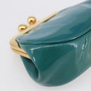Miu Miu Coin Purse Wallet Enamel Turquoise Blue Gold Auth BA8464-11