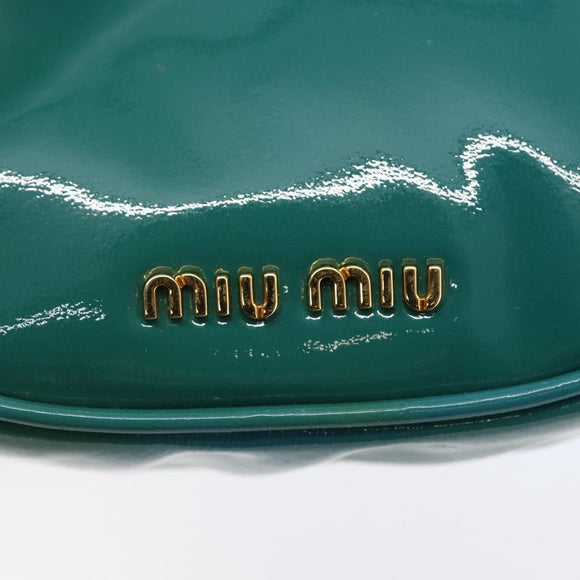 Miu Miu Coin Purse Wallet Enamel Turquoise Blue Gold Auth BA8464