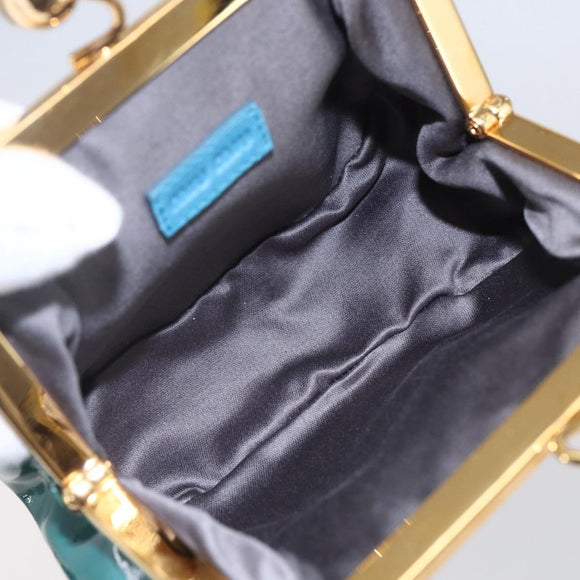 Miu Miu Coin Purse Wallet Enamel Turquoise Blue Gold Auth BA8464
