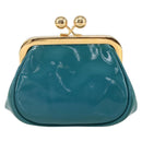 Miu Miu Coin Purse Wallet Enamel Turquoise Blue Gold Auth BA8464-3