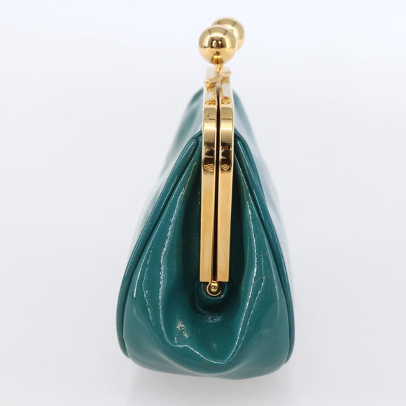 Miu Miu Coin Purse Wallet Enamel Turquoise Blue Gold Auth BA8464