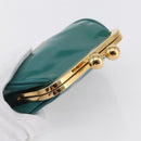 Miu Miu Coin Purse Wallet Enamel Turquoise Blue Gold Auth BA8464-6