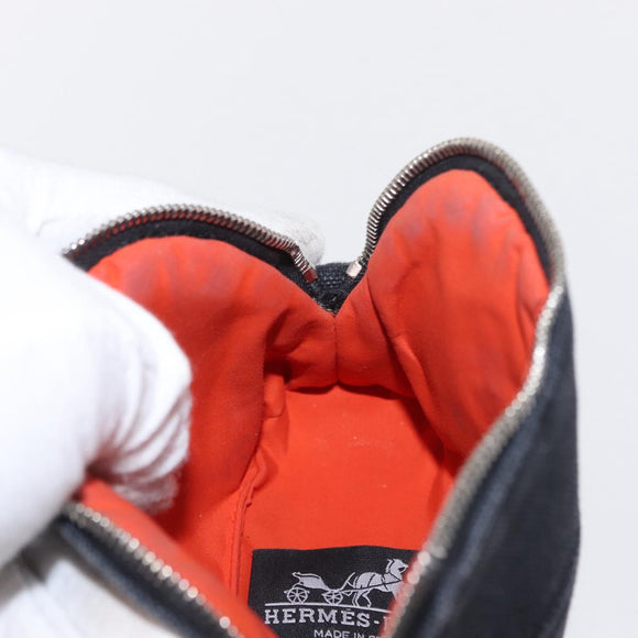 HERMES Bolide Pouch Mini Mini Pouch Canvas Black Gold Auth BA8465