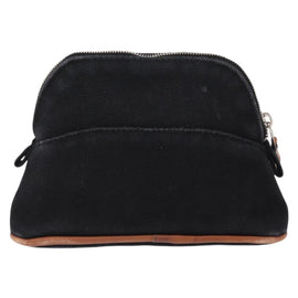 HERMES Bolide Pouch Mini Mini Pouch Canvas Black Gold Auth BA8465 - 0