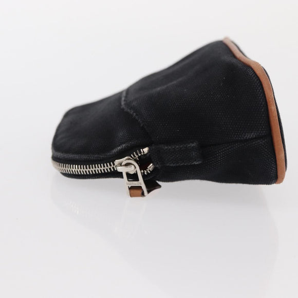 HERMES Bolide Pouch Mini Mini Pouch Canvas Black Gold Auth BA8465